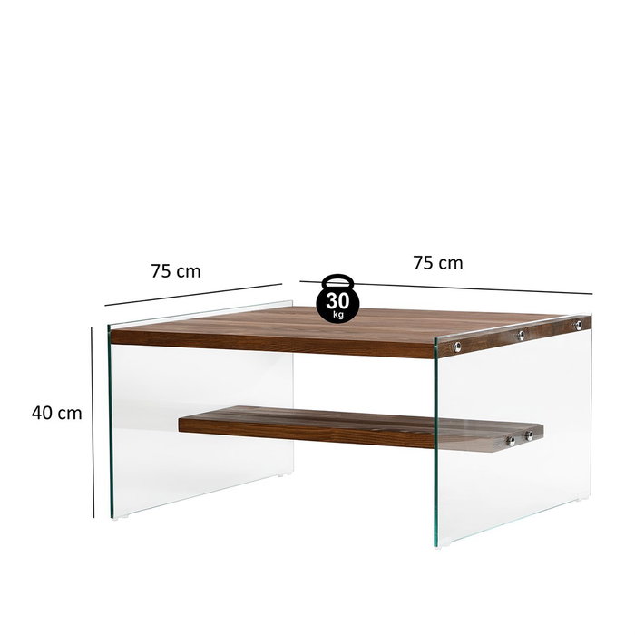 Hanah Home Mesa de Centro Aqua - Chestnut con Cristal Templado Hanah Home Mesa de Centro Aqua - Chestnut con Cristal Templado